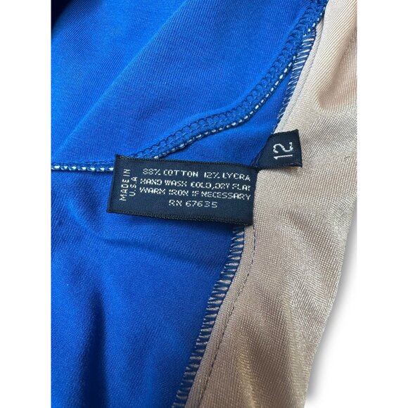 Ralph Lauren Womens Racerback Swimsuit Size 12 Blue Cotton Lycra Vintage 1980s - Picture 6 of 8